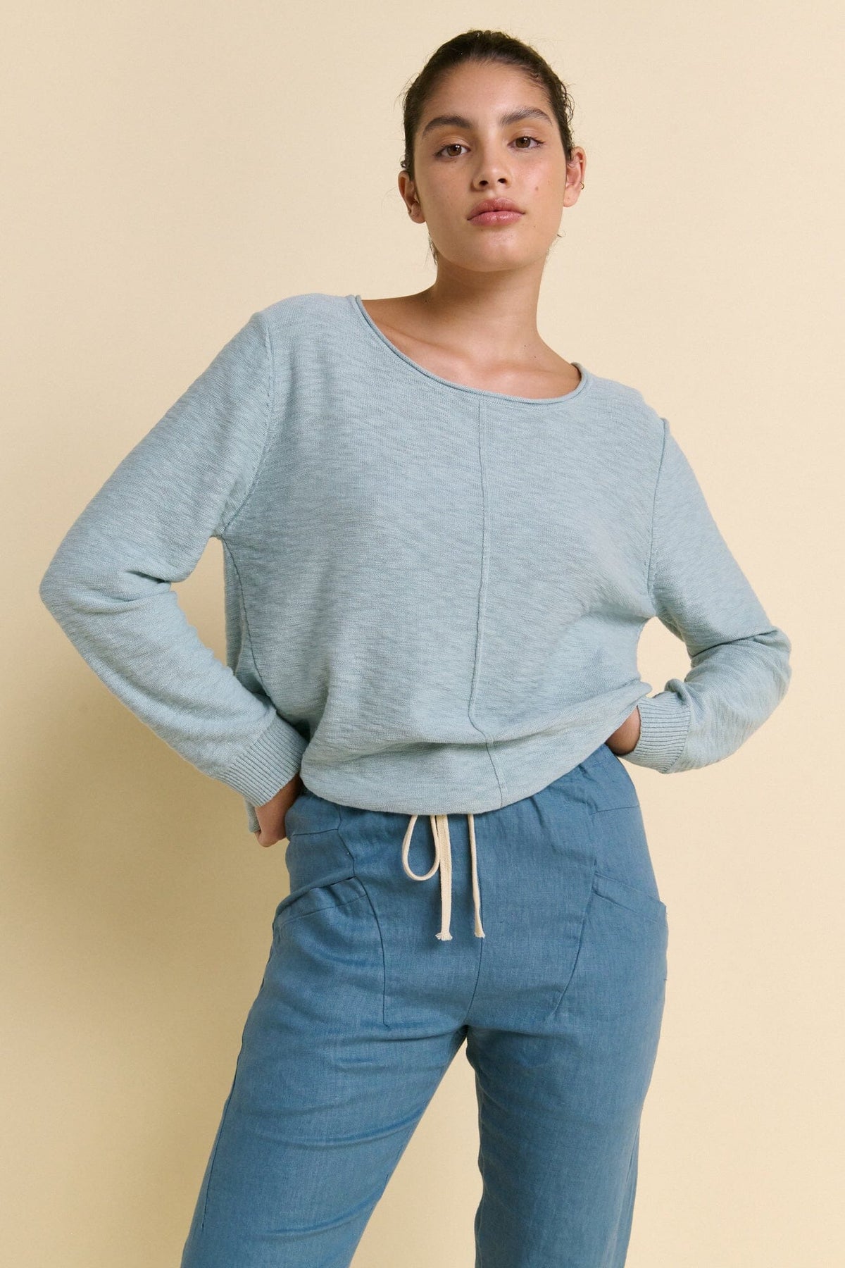 LITTLE LIES Sacha Top - Duck Egg Jumpers + Knitwear - Zabecca Living
