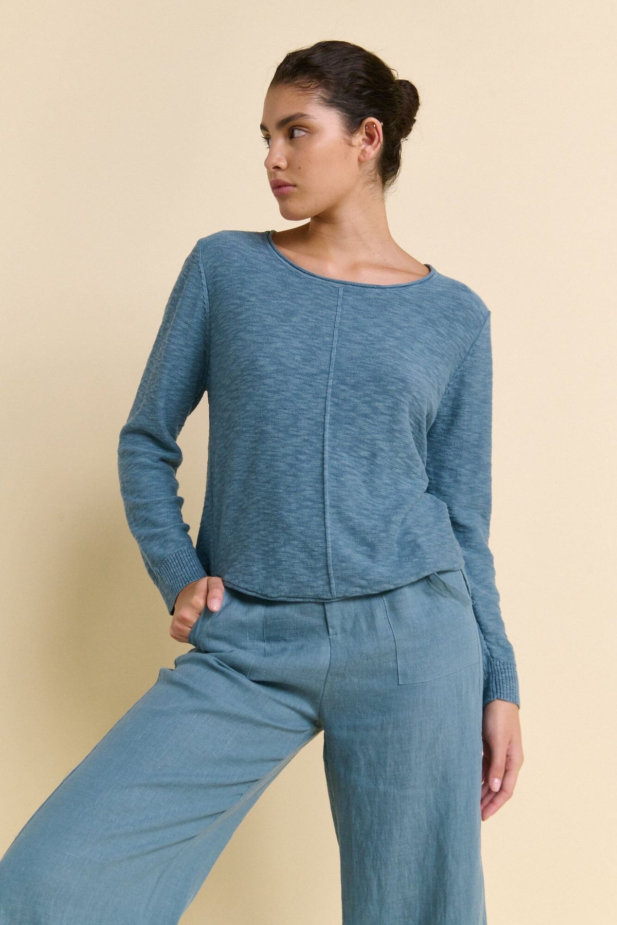 LITTLE LIES Sacha Top - Teal Jumpers + Knitwear - Zabecca Living