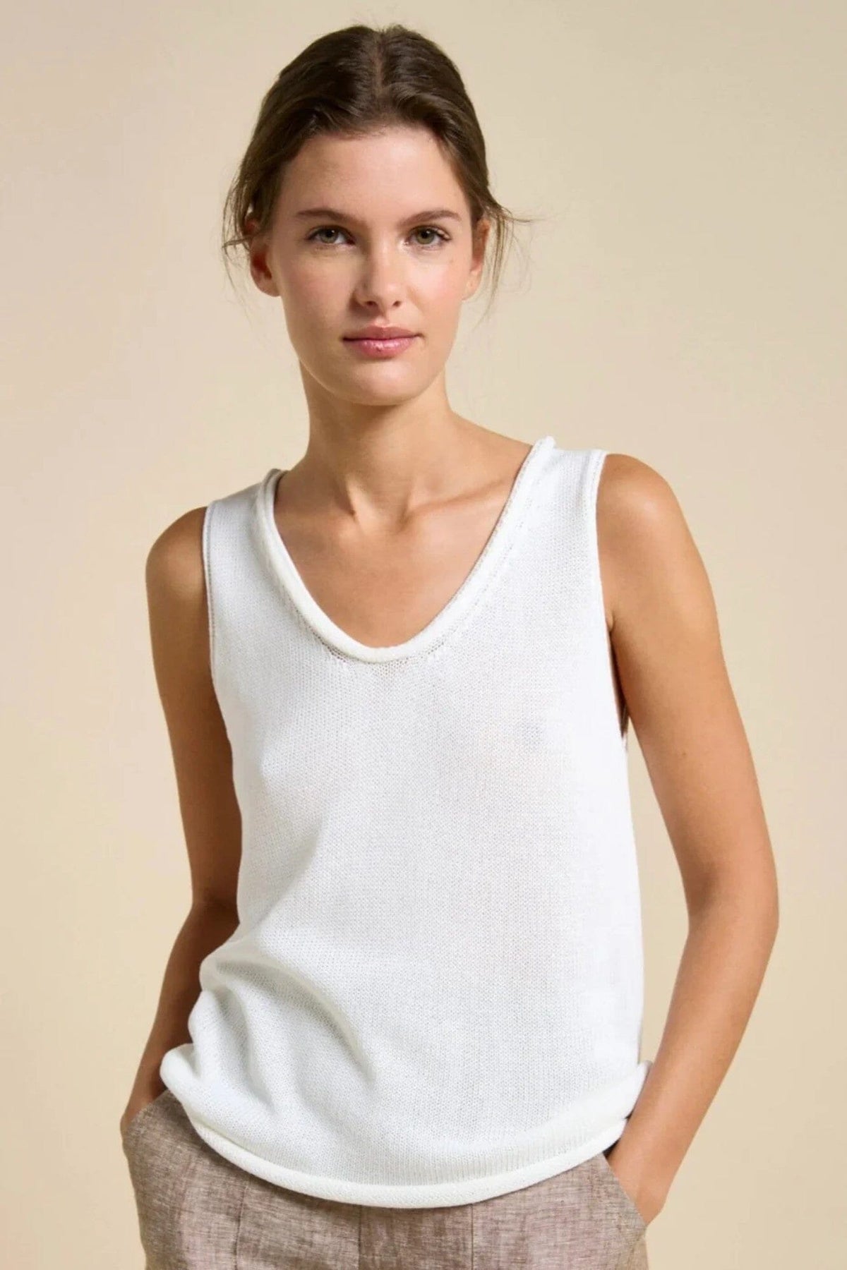 LITTLE LIES Scoop Spring Tank - White Tank - Zabecca Living