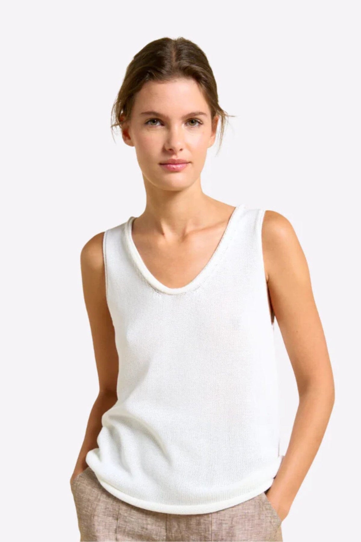 LITTLE LIES Scoop Spring Tank - White Tank - Zabecca Living