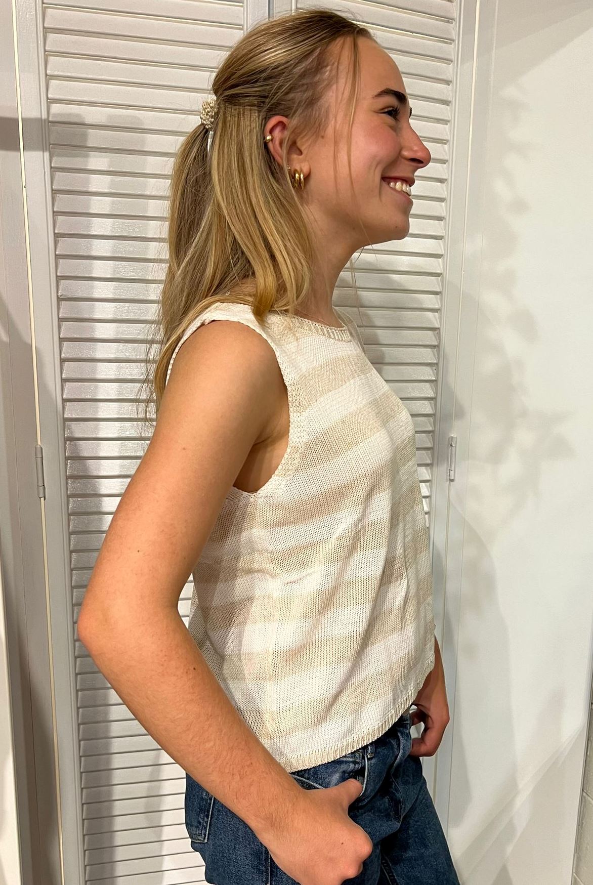 LITTLE LIES Stripe Spring Tank - White/ Natural Tank - Zabecca Living