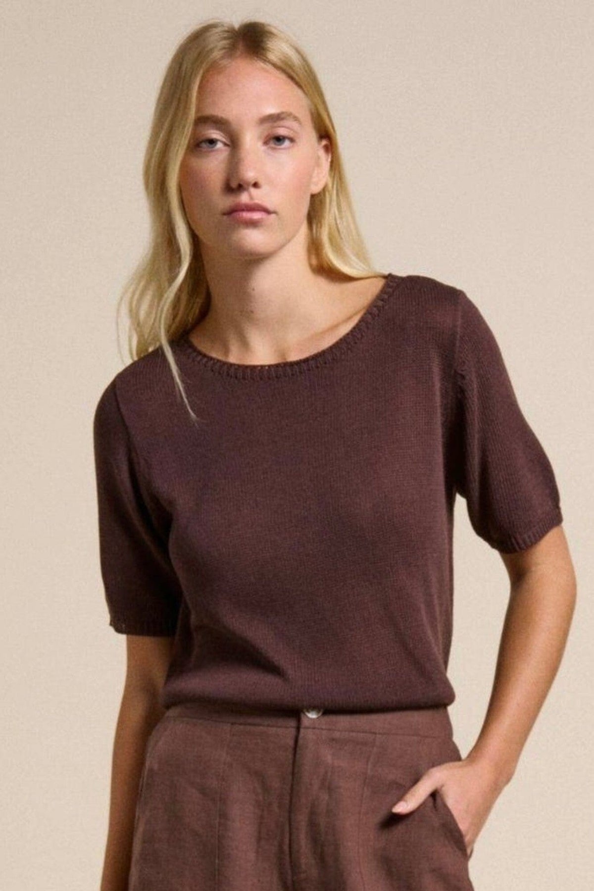 LITTLE LIES Summer Tee - Chocolate Jumpers + Knitwear - Zabecca Living