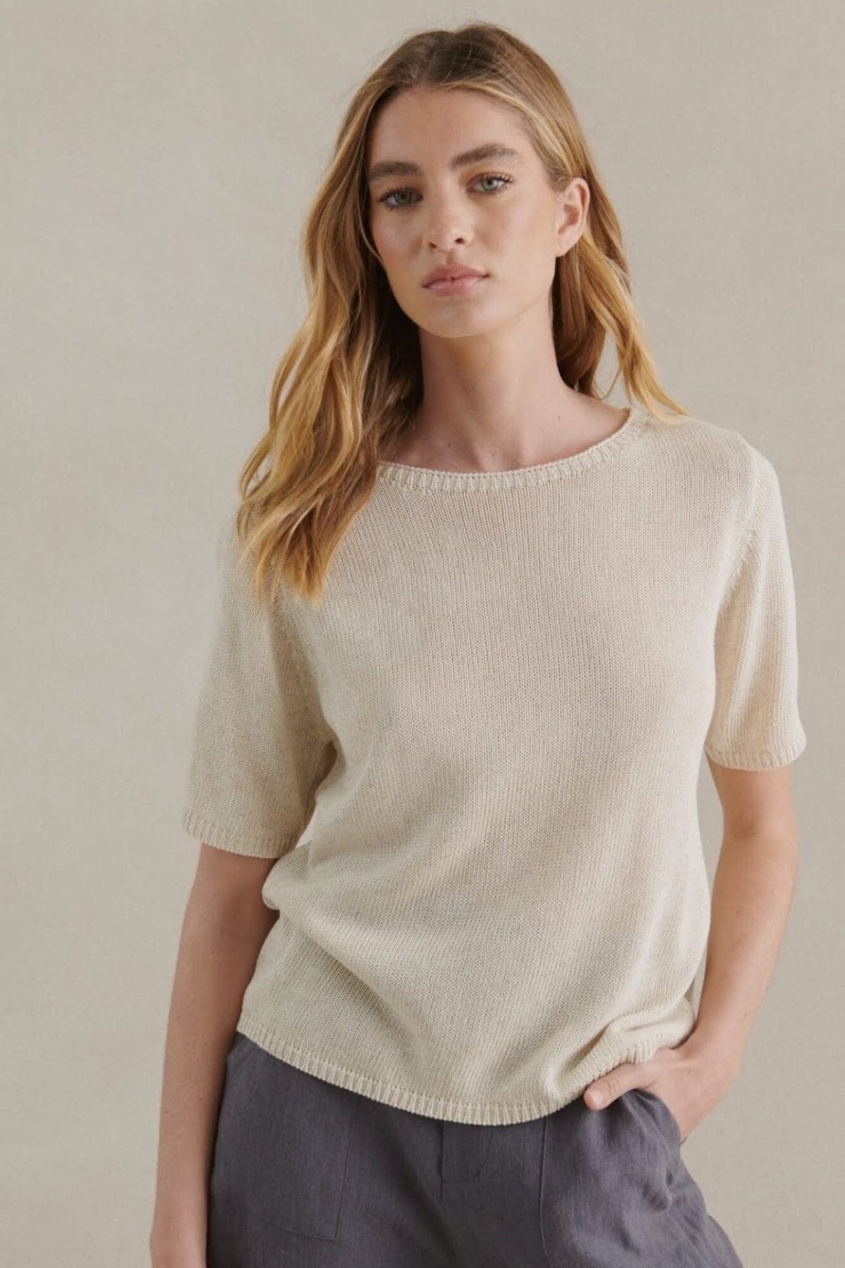 LITTLE LIES Summer Tee - Natural Jumpers + Knitwear - Zabecca Living