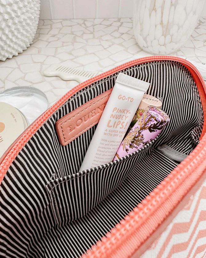 LOUENHIDE Baby Audrey Makeup Bag - Chevron Peach COSMETIC BAG - Zabecca Living