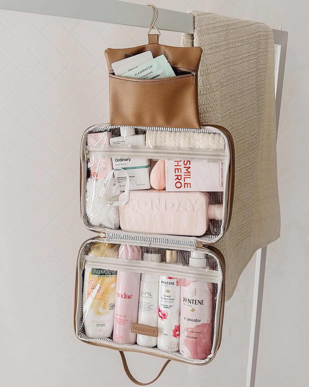 LOUENHIDE Baby Emma Travel Case - Camel toiletry bag - Zabecca Living