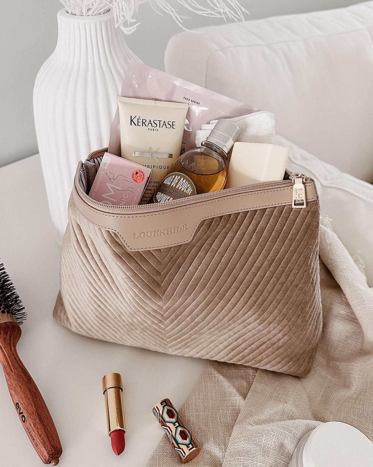 LOUENHIDE Bessie Pouch - Velvet Malt toiletry bag - Zabecca Living