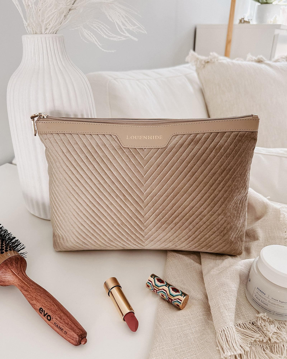 LOUENHIDE Bessie Pouch - Velvet Malt toiletry bag - Zabecca Living