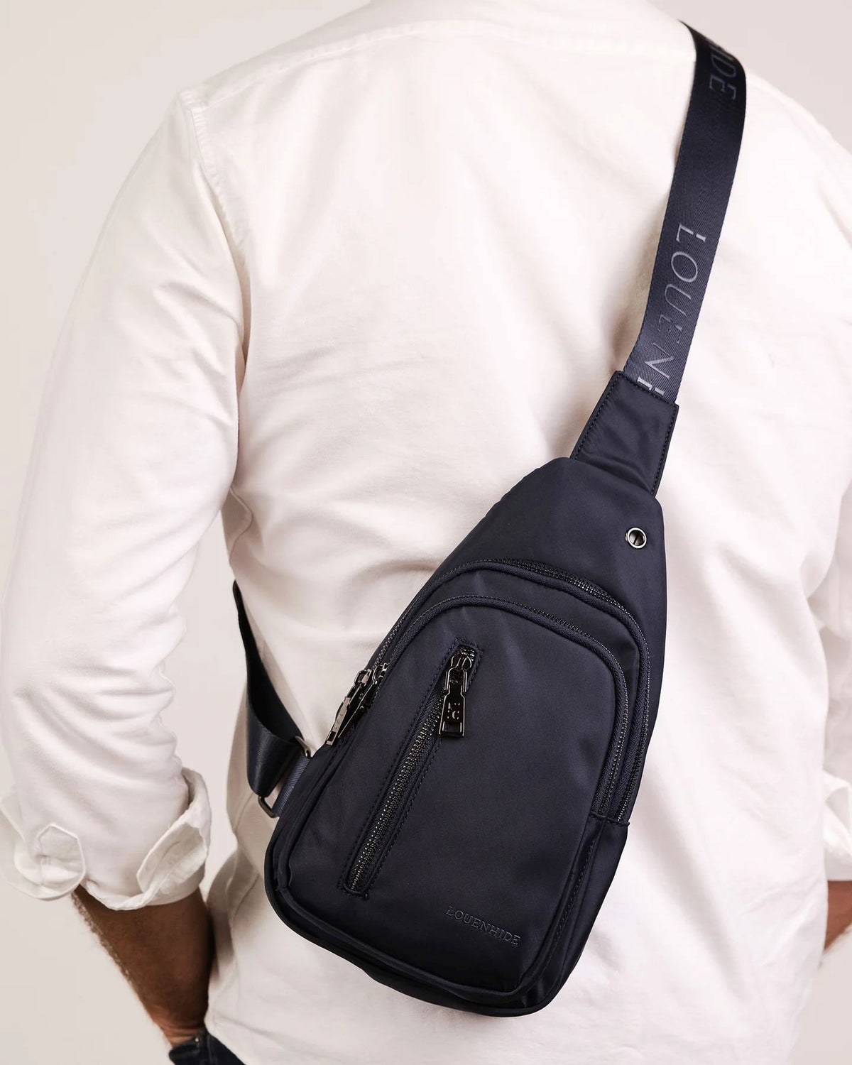 LOUENHIDE Boyd Nylon Sling Bag - Navy HANDBAG - Zabecca Living