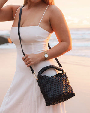 LOUENHIDE Gabby Mini Woven Shoulder Bag - Black HANDBAG - Zabecca Living