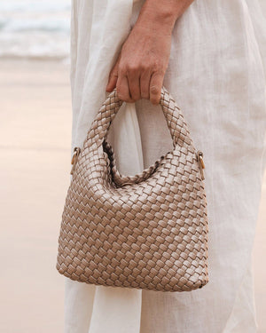 LOUENHIDE Gabby Mini Woven Shoulder Bag - Pink Champagne HANDBAG - Zabecca Living