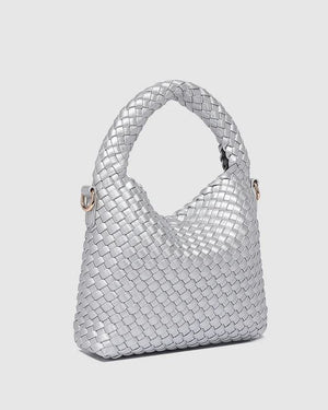 LOUENHIDE Gabby Mini Woven Shoulder Bag - Silver HANDBAG - Zabecca Living