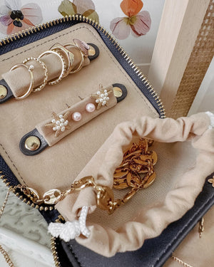 LOUENHIDE Juniper Jewellery Case - Velvet Navy Jewellery Box - Zabecca Living