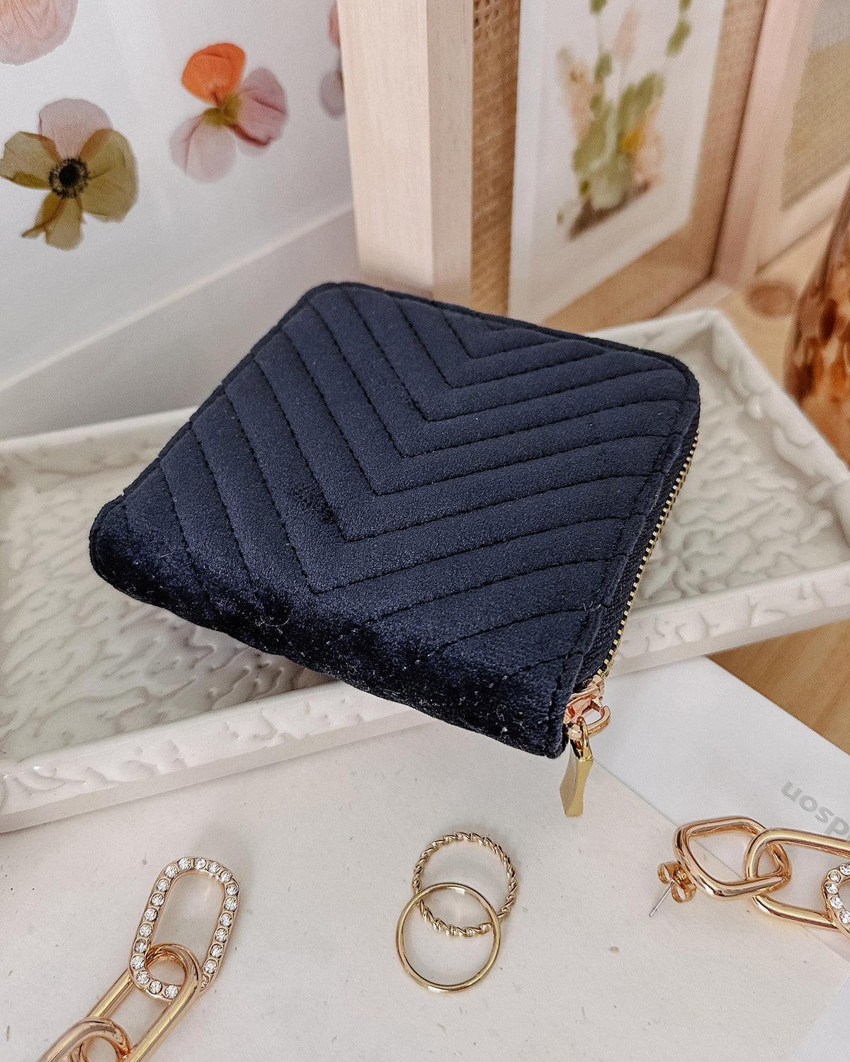 LOUENHIDE Juniper Jewellery Case - Velvet Navy Jewellery Box - Zabecca Living