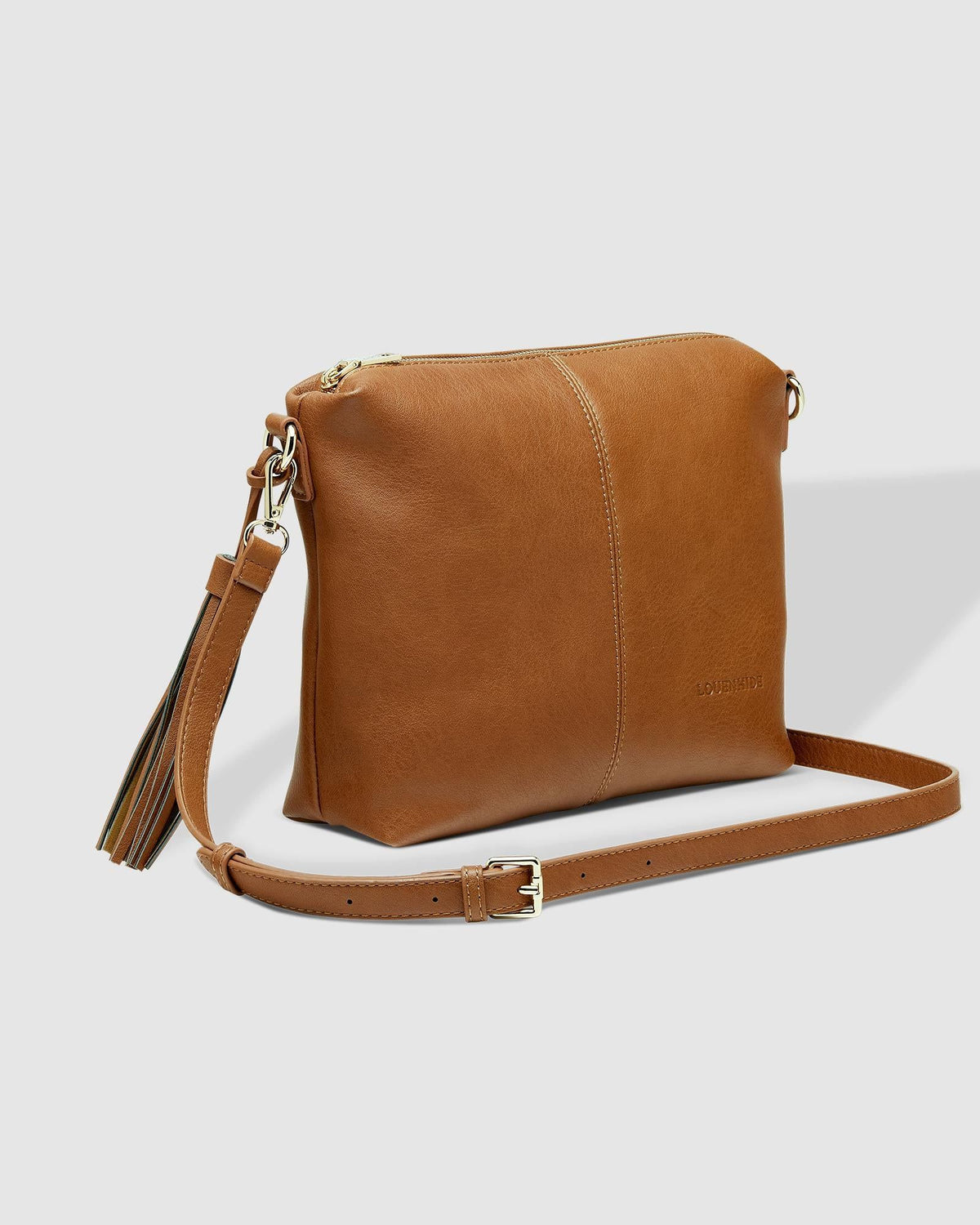LOUENHIDE Kasey Crossbody Bag with Stripe Strap - Tan HANDBAG - Zabecca Living