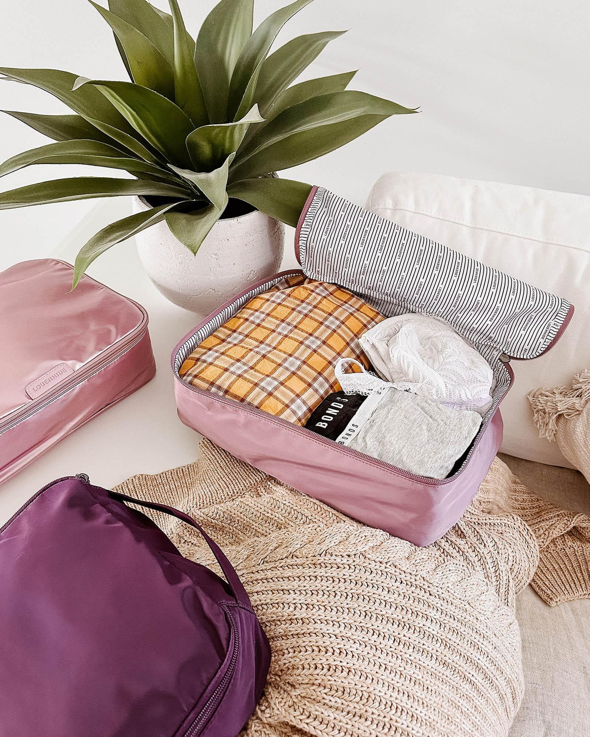 LOUENHIDE Madras 3 Piece Packing Cube - Multi Pink Purse - Zabecca Living