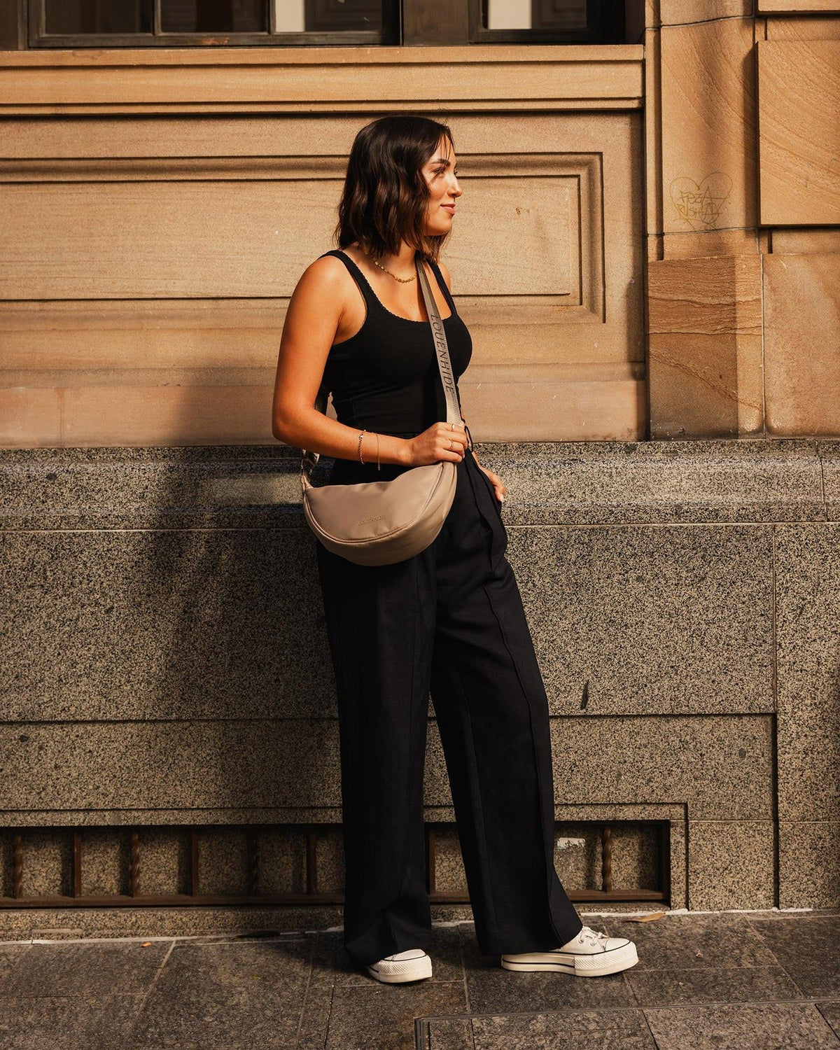 LOUENHIDE Sylvia Nylon Crossbody Bag - Beige HANDBAG - Zabecca Living