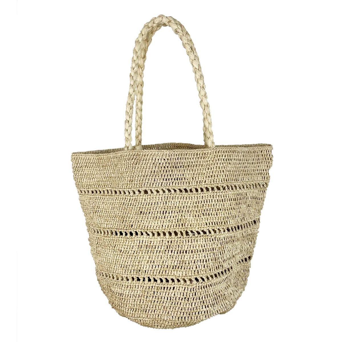 MADE IN MADA Alice MM 3 Laces Bag - Natural Beach Bag - Zabecca Living