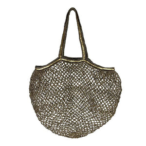 MADE IN MADA Tahiry Bag - Tea Taupe Gold Beach Bag - Zabecca Living