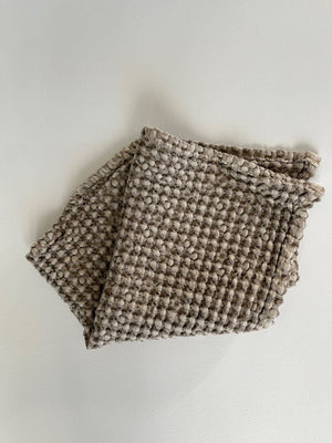MAMA AND TOCHTER 100% Organic Cotton Rustic Waffle Face Cloth - Khaki - Zabecca Living