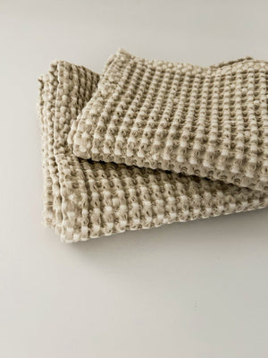 MAMA AND TOCHTER 100% Organic Cotton Rustic Waffle Face Cloth - Natural - Zabecca Living