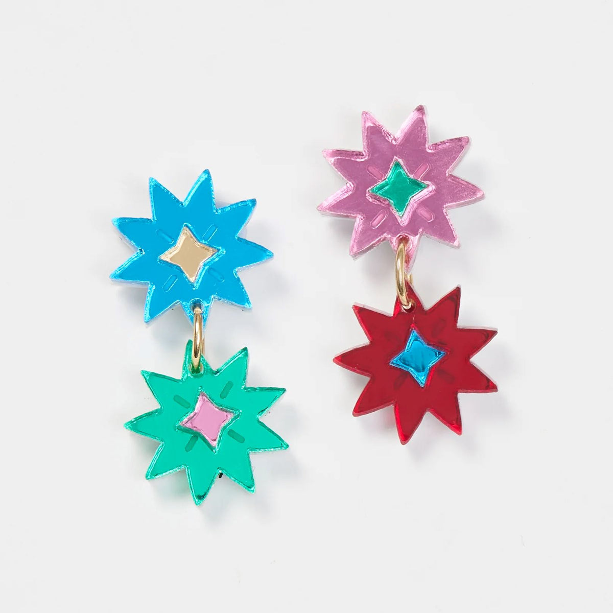 MARTHA JEAN Double Stars - Multi Earrings - Zabecca Living