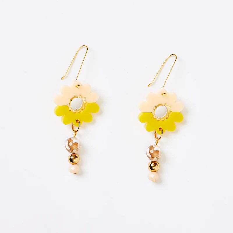 MARTHA JEAN Magnolia Drop Earrings - Yellow Earrings - Zabecca Living