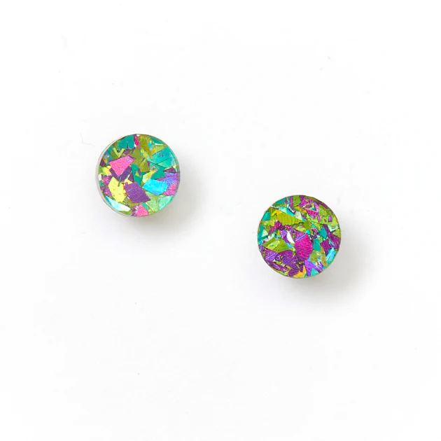 MARTHA JEAN Mini Circle Stud Earrings - Peacock Earrings - Zabecca Living