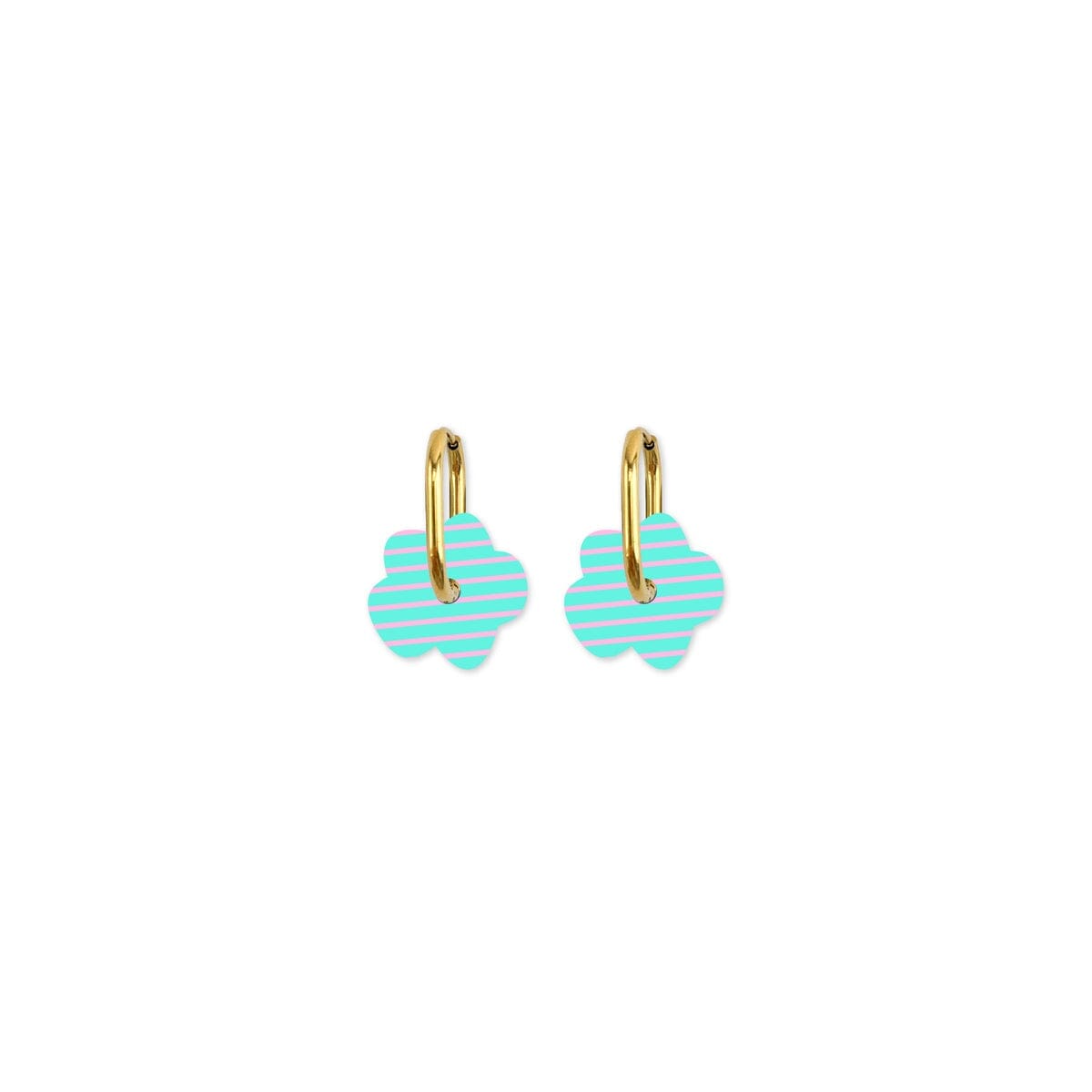MOE MOE Cami Striped Flower Earring - Aqua/Pink Earrings - Zabecca Living
