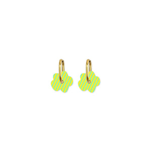 MOE MOE Cami Striped Flower Earring - Yellow/Aqua Earrings - Zabecca Living