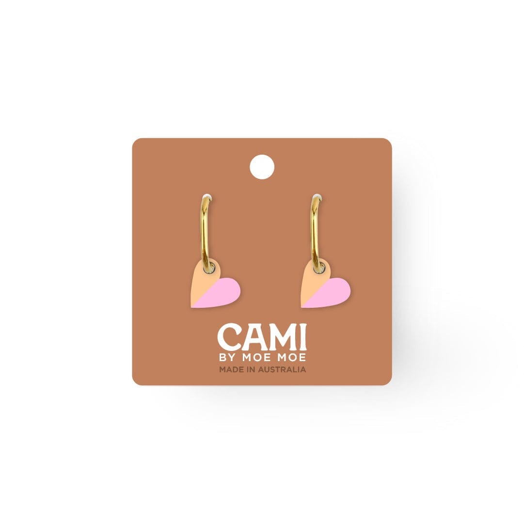 MOE MOE Cami Vovo Heart Earrings - Custard/Soft Pink Earrings - Zabecca Living