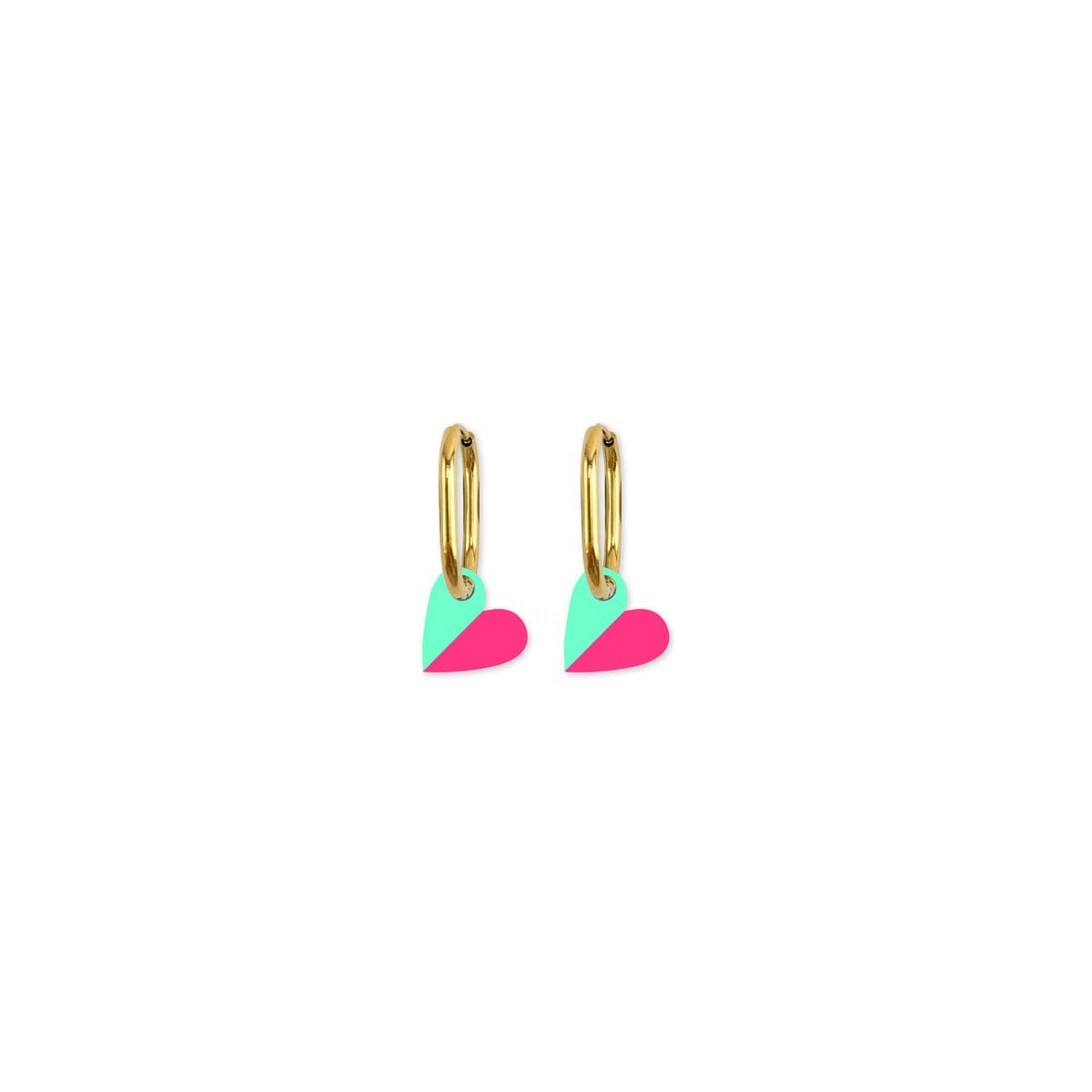 MOE MOE Cami Vovo Heart Earrings - Mint/Hot Pink Earrings - Zabecca Living