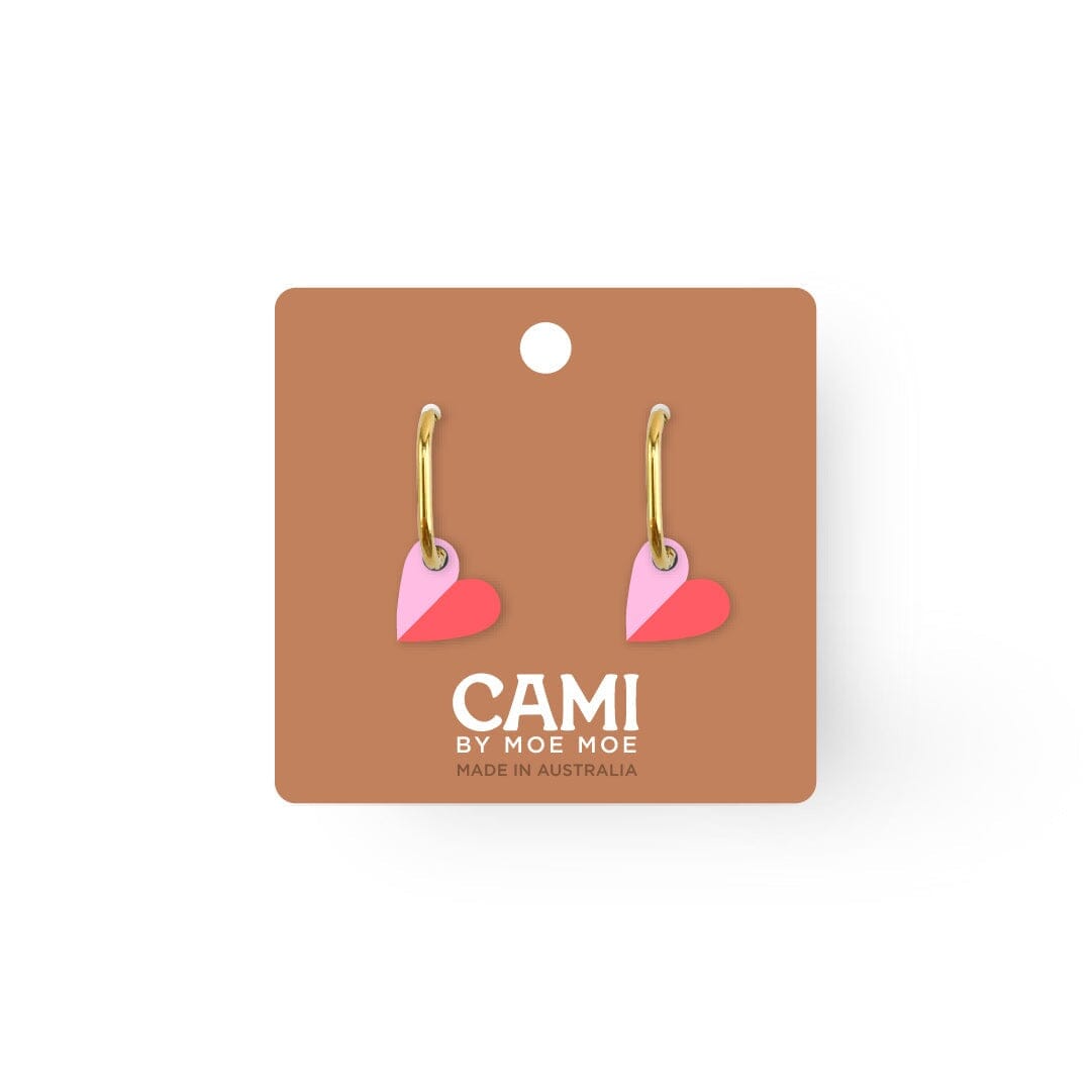 MOE MOE Cami Vovo Heart Earrings - Soft Pink/Coral Earrings - Zabecca Living