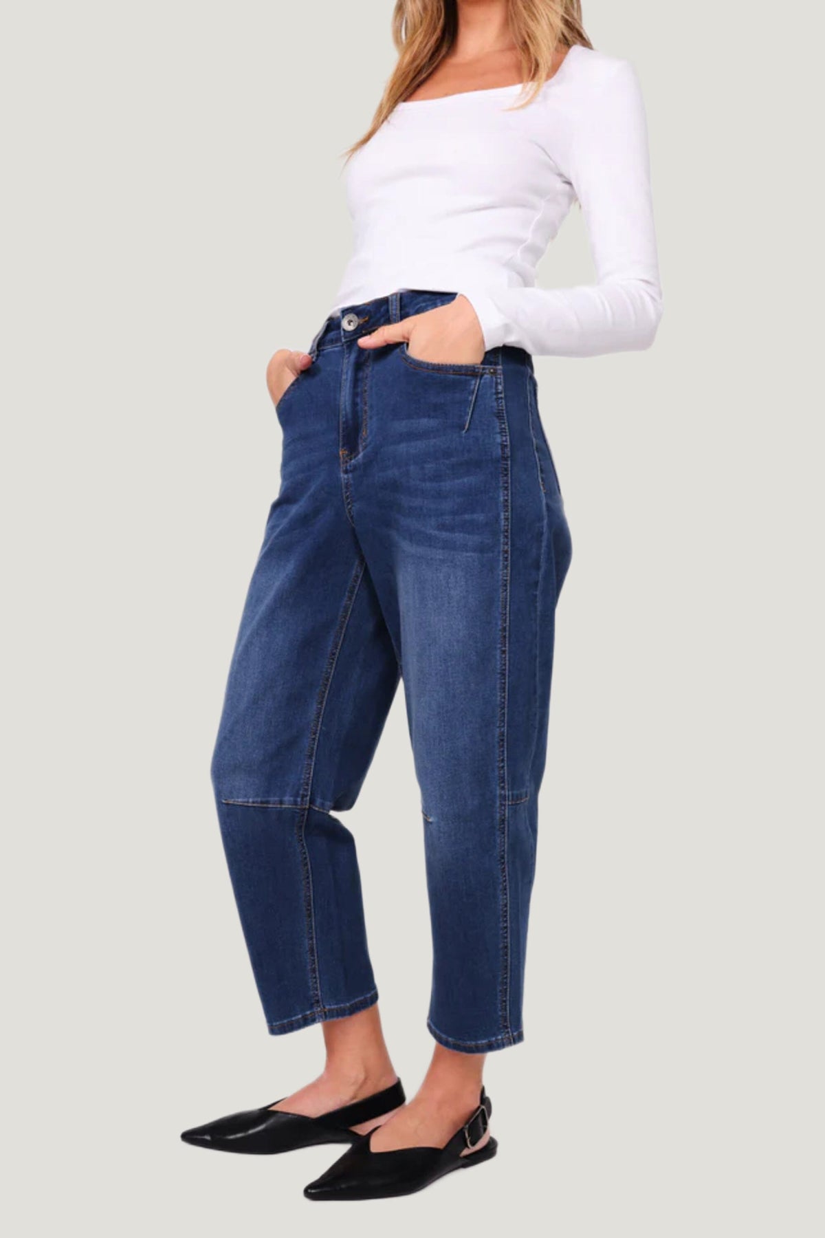 MONACO JEANS Toni Barrel Jeans - Blue JEANS - Zabecca Living