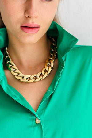MOSK MELBOURNE Met Chain Necklace - Metallic Gold Necklace - Zabecca Living