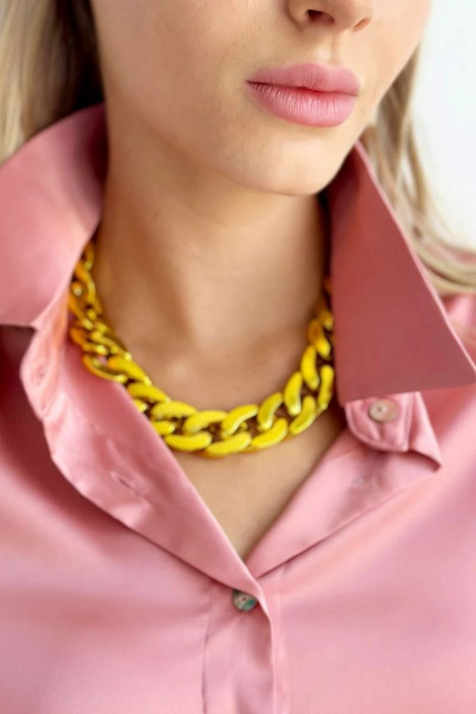 MOSK MELBOURNE Met Chain Necklace Metallic Yellow Gold