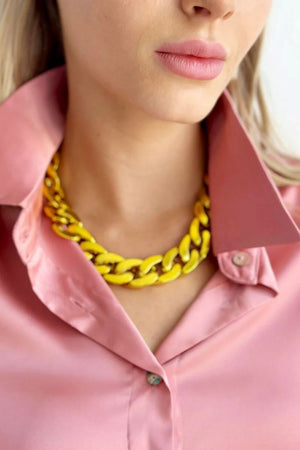 MOSK MELBOURNE Met Chain Necklace - Metallic Yellow Gold Necklace - Zabecca Living