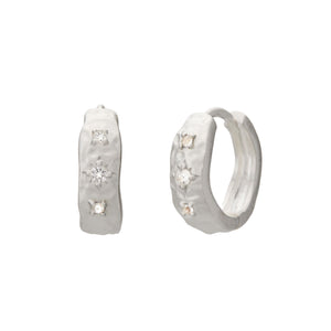 MURKANI Cosmic Love Huggie With White Topaz - Sterling Silver Earrings - Zabecca Living