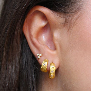 MURKANI Cosmic Love Small Huggie With White Topaz - 18KT Yellow Gold Plate Earrings - Zabecca Living
