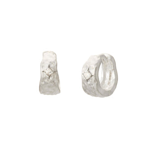MURKANI Cosmic Love Small Huggie With White Topaz-Sterling Silver Earrings - Zabecca Living