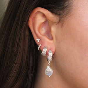 MURKANI Cosmic Love Small Huggie With White Topaz-Sterling Silver Earrings - Zabecca Living