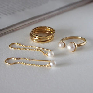 MURKANI Riviera Double Pearl Ring - 18KT Gold Plate Ring - Zabecca Living