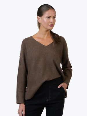 NAMASTAI Sophie V-Neck Jumper - Chocolate Jumpers + Knitwear - Zabecca Living