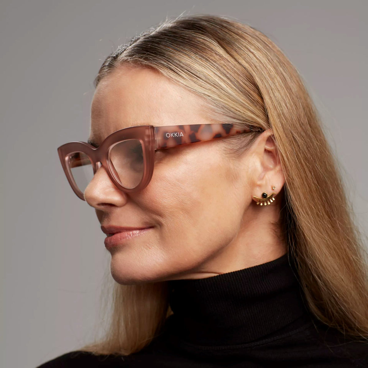 OKKIA Claudia Big Cat Eye Sunglasses - Pink Havana Sunglasses - Zabecca Living