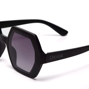 OKKIA Emma Hexagonal Sunglasses - Black Sunglasses - Zabecca Living