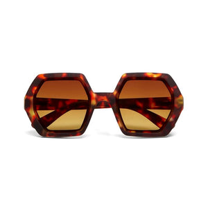 OKKIA Emma Hexagonal Sunglasses - Classic Havana Sunglasses - Zabecca Living