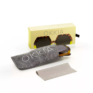 OKKIA Emma Hexagonal Sunglasses - Havana Yellow Sunglasses - Zabecca Living