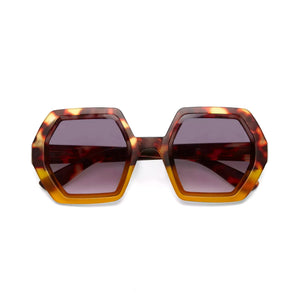 OKKIA Emma Hexagonal Sunglasses - Havana Yellow Sunglasses - Zabecca Living