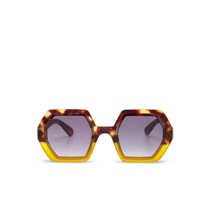 OKKIA Emma Hexagonal Sunglasses - Havana Yellow Sunglasses - Zabecca Living