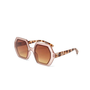 OKKIA Emma Hexagonal Sunglasses - Pink Havana Sunglasses - Zabecca Living