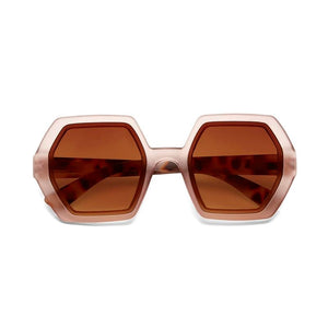 OKKIA Emma Hexagonal Sunglasses - Pink Havana Sunglasses - Zabecca Living